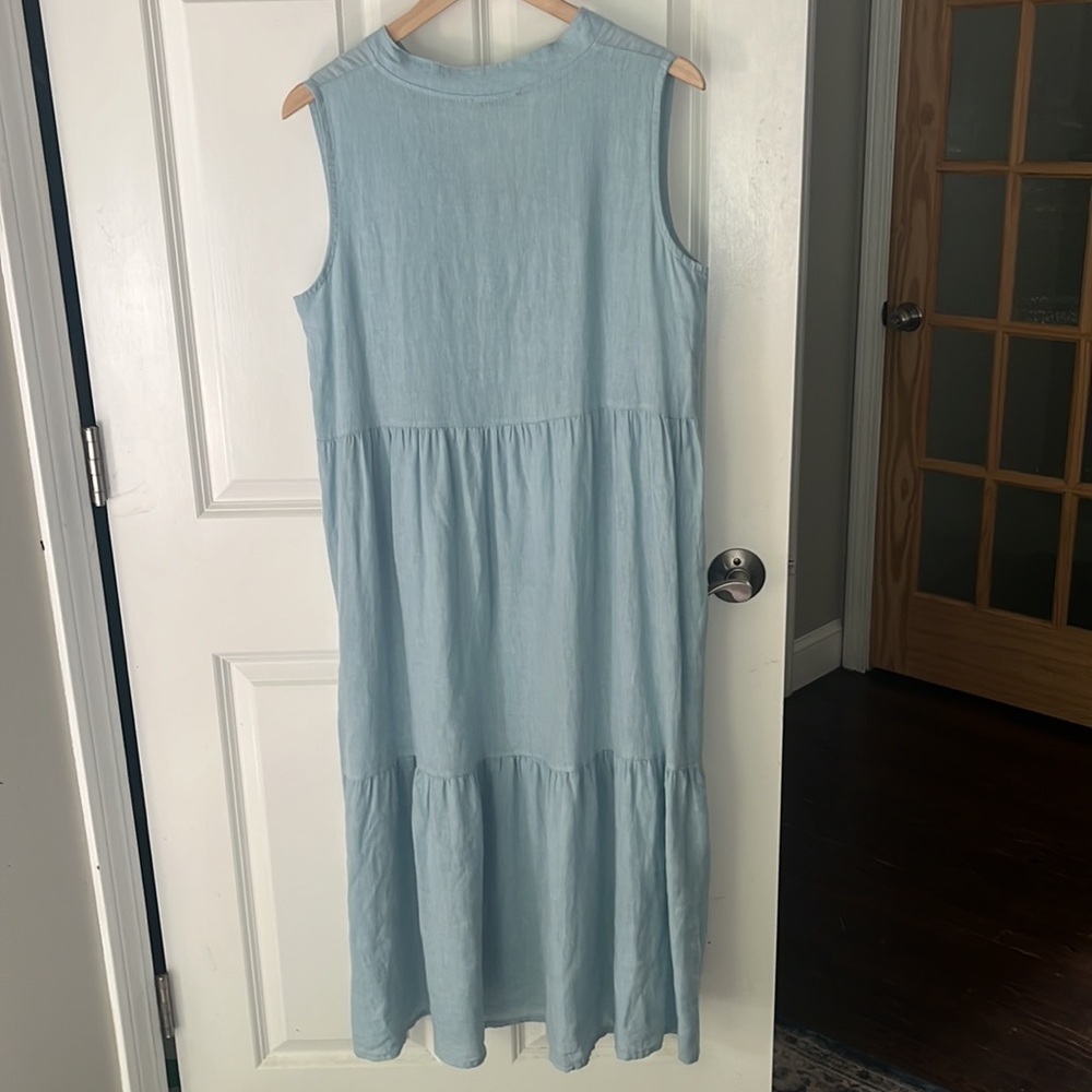 Bellambra Italy Linen Dress LT BLUE TIERED SIZE SMALL - Picture 7 of 7